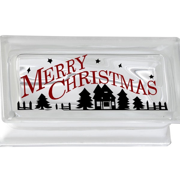 Glass Block Decals/ Christmas Vinyl Decals/ Farmhouse Christmas Merry Christmas Decal / Glass Block Sticker