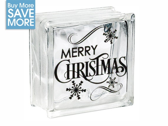 Merry Christmas Glass Block Sticker Christmas Decoration Glass Etsy