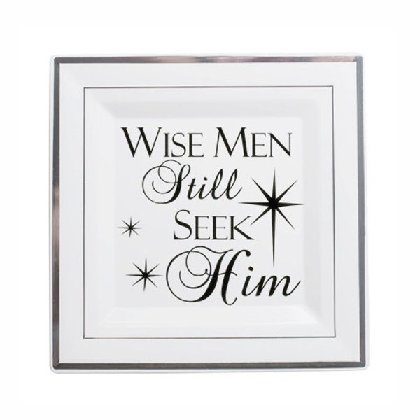Christmas Decal Christmas Decoration Stars and Wise Men Still Seek Him Holiday Decor Vinyl Wall Decal, Charger Plate Glass Block Tile Decal