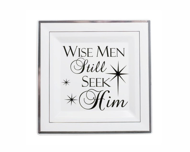 Christmas Decal Christmas Decoration Stars and Wise Men Still Seek Him Holiday Decor Vinyl Wall Decal, Charger Plate Glass Block Tile Decal image 1