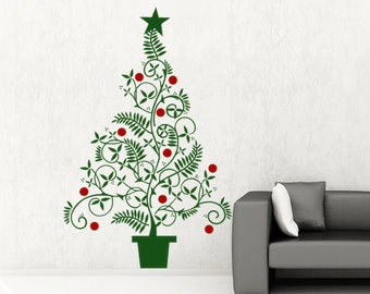 Christmas Tree Decal Christmas Decal Christmas Decoration Christmas Tree Vinyl Wall Decal Holiday Decoration