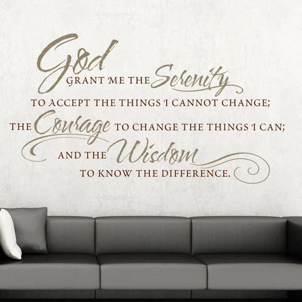 Serenity Prayer Wall Art Wall Decal Inspirational Quote Wall Decor Positive Vibes Mental Health Anti Anxiety Aids Addiction Recovery Gift