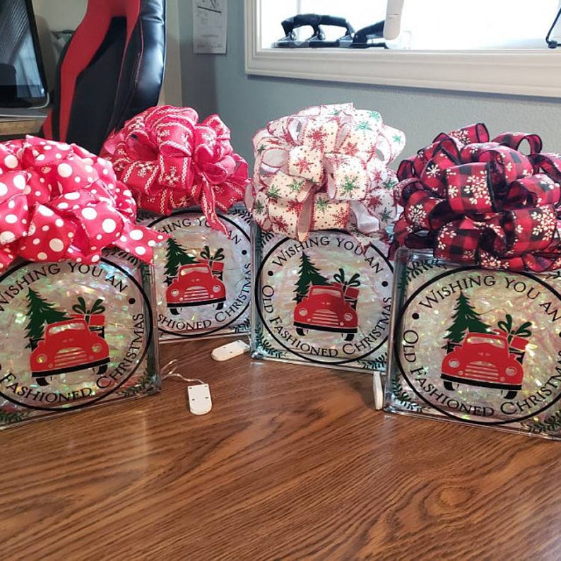 Glass Block Decals/ Christmas Vinyl Decals / Vintage Christmas Etsy