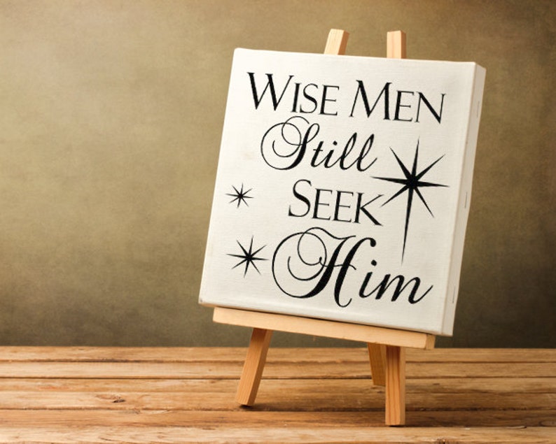 Christmas Decal Christmas Decoration Stars and Wise Men Still Seek Him Holiday Decor Vinyl Wall Decal, Charger Plate Glass Block Tile Decal image 2