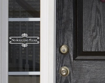 No Solicitation Sign No Soliciting Door Sign Vinyl Lettering Door Decal Doorbell Sign Vinyl Decal Sticker