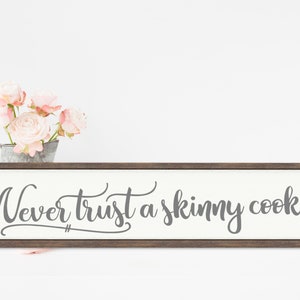 Vertrouw nooit een skinny cook keuken muur decor boerderij keuken vinyl belettering keuken muur sticker / keuken stencil voor houten teken afbeelding 1