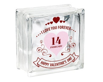 Valentines Day Glass Block Decal Sticker Valentine Gift Glass Block Light Happy Valentines Day Decor Wall Decal Sign I Love You Forever