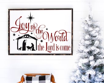 Christmas Decoration Joy to the World Christmas Decal Nativity Christmas Sign Vinyl Decal DIY Christmas  Holiday Decoration