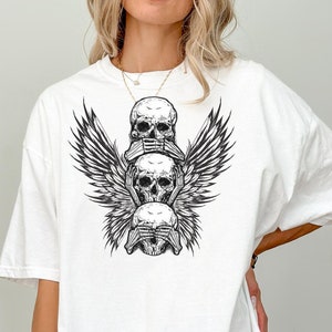 Skull Wings Shirt, Gothic Skull Shirt, Punk Rock Shirt, Horror Graphic Shirt, Dark Streetwear, Goth Aesthetic, Comfort Colors, Unisex Shirt