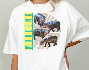 Camiseta de rap pirata de Moo Deng personalizada: divertida, amante de los hipopótamos, colores cómodos