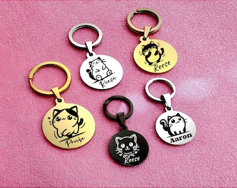 Microchipped Tag, Indoor Cat Tag, Small Pet Tag, Micro Chipped, Cat Collar Add On, Cat Charm, Cat ID Tag,Personalized Pet Tag, Cat Pendant
