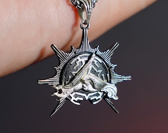 PREMIUM Fanmade Baldur's Gate 3 Barde & Fighter Badge Halskette, handgefertigter 950 Silber Anhänger, perfektes Geschenk für BG3 Fans