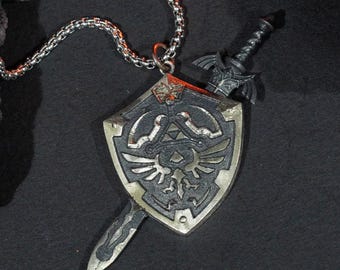 EXCLUSIVE Zelda Master Sword & Hylian Shield Necklace, Handmade Silver 950,Collector’s Fan Jewelry, Gift for Nintendo and Zelda Lovers