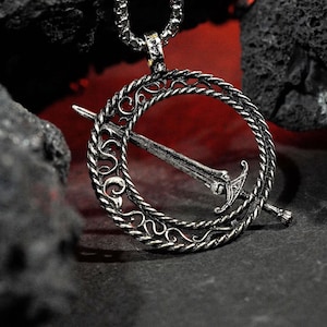 EXCLUSIVE Handmade Dark Souls 3 Blade of the Darkmoon Necklace, Silver 950 RPG Fantasy Jewelry, Unique Gift for Gamers & Collectors