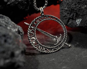 EXCLUSIVE Handmade Dark Souls 3 Blade of the Darkmoon Necklace, Silver 950 RPG Fantasy Jewelry, Unique Gift for Gamers & Collectors