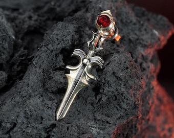 PREMIUM handgemaakte Final Fantasy XVI Dion Lesage-oorbel, aangepaste zilveren 950 sieraden, uniek FFXVI-cadeau voor verzamelaars en rpg-cosplayfans