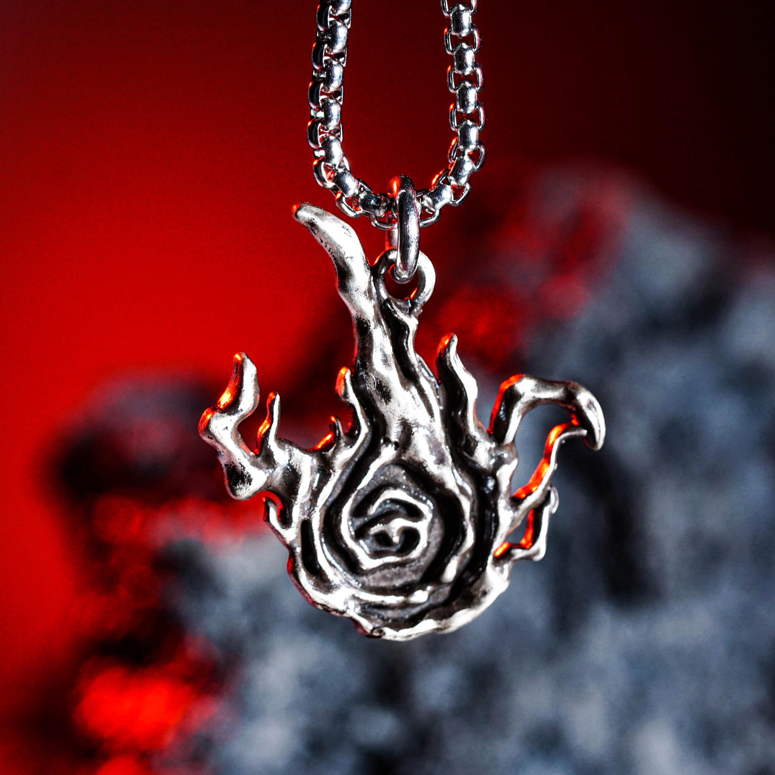 EXCLUSIVE Flame Necklace, Silver 950 Pendant, Three Fingers 