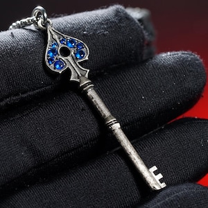 Resident Evil 2 Precinct Key Necklace: 950 Silver, Gemstone Accents