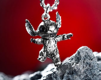 EXCLUSIVE Blue Alien Necklace, Cute Cartoon 950 Silver Pendant, Jewelry Gift for Daughter, Charm Necklace, Handmade Accessory