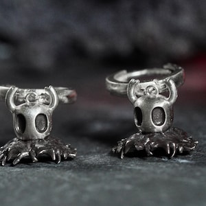 Ho.ll.ow K.ni.g.h.t Inspired Earrings, Handmade 950 Silver Studs,Fantasy Indie Game Jewelry, Artistic Gift for Gamers, Cosplayers,Collectors
