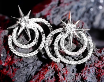 Wicked for Good Glinda Earrings, Silver 950 CZ Jewelry, Glinda Costume Accessory, Christmas Gift for Her, Mother Gift, Daughter Xmas Gift