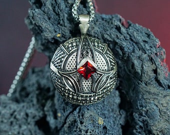 PREMIUM Fanmade Unerschrockener Beschützer Amulett Silber 950 Anhänger Halskette BG3, Baldur's Gate 3 Handgefertigtes Silberamulett