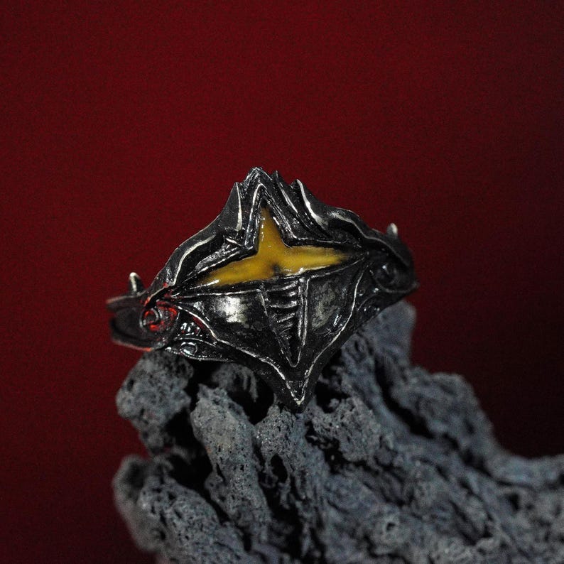 Anillo EXCLUSIVO de Dark Souls: Anillo Calamidad, hecho a mano por fans. Anillos personalizados de plata 950. Incluye el Anillo Calamidad y el Anillo del Favor. imagen 1