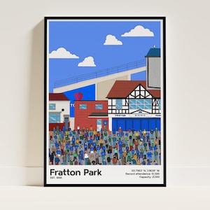 Pompey Football Print – Fratton Park Fan Art – Gift for Football Fans – Stadium Wall Art – Matchday Illustration – A4 to A0 Sizes