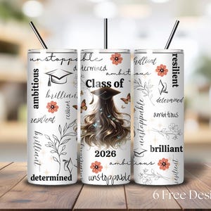 Graduation Tumbler Wrap, Graduation 2026 png, Graduation Girl Wrap, Class of 2026 sublimation Design, 20 oz Skinny Tumbler, Digital Download
