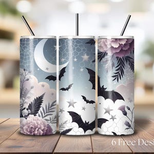 Celestial Bat Tumbler Wrap, Halloween Bats Sublimation png, Moon Bats Bats 20oz Skinny, Spooky Bat Tumbler Design, Digital Download
