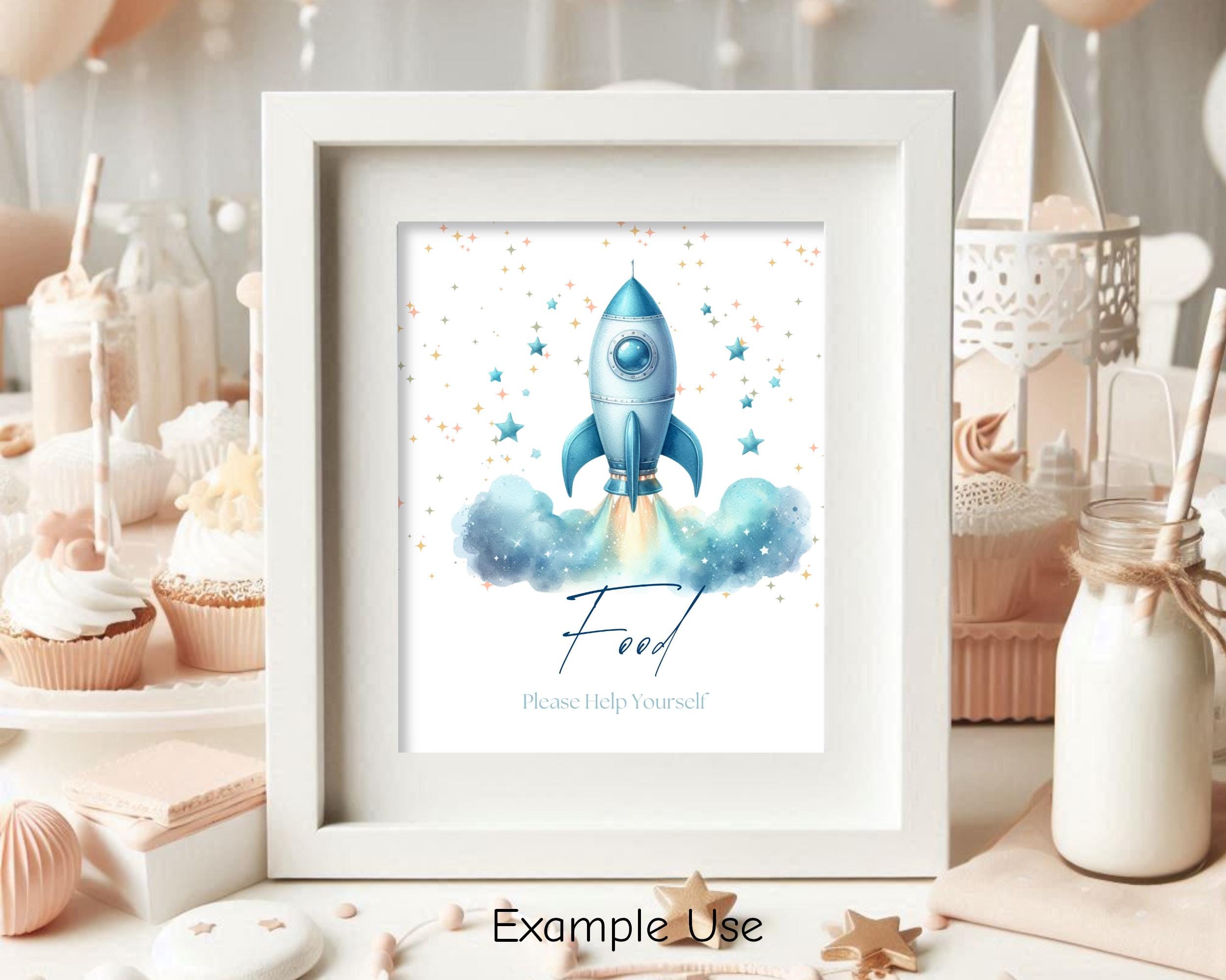 Editable Rocketship Birthday Sign Template, Printable Rocketship Print ...