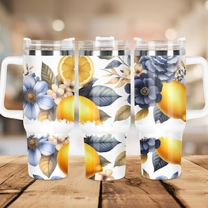 Lemon Tumbler Wrap, 40 oz Tumbler Wrap, Lemon Sublimation Tumbler Design, Instant DIGITAL ONLY, Tumbler With Handle Wrap, Commercial Use