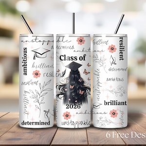 Graduation Tumbler Wrap, Graduation 2026 png, Graduation Girl Wrap, Class of 2026 sublimation Design, 20 oz Skinny Tumbler, Digital Download