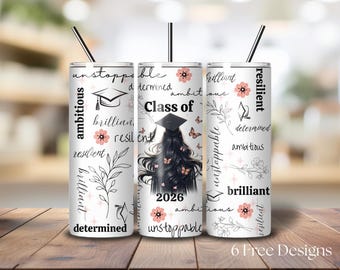 Graduation Tumbler Wrap, Graduation 2026 png, Graduation Girl Wrap, Class of 2026 sublimation Design, 20 oz Skinny Tumbler, Digital Download