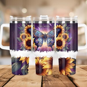 Just Breathe Butterfly Positivity 40 oz Tumbler, Affirmation Tumbler Wrap, Digital Download PNG, Instant DIGITAL ONLY, Commercial Use