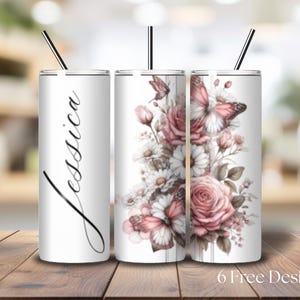 Custom Name Butterfly Tumbler Wrap, Personalized Mom Sublimation Wrap, Add Your Own Name Elegant Floral Tumbler png, Digital Download