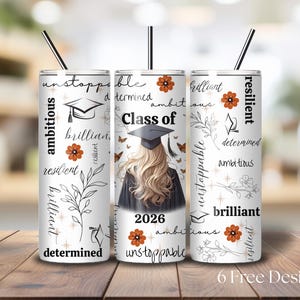 Graduation Tumbler Wrap, Graduation 2026 png, Graduation Girl Wrap, Class of 2026 sublimation Design, 20 oz Skinny Tumbler, Digital Download