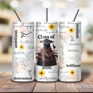 Graduation Tumbler Wrap, Graduation 2026 png, Graduation Girl Wrap, Class of 2026 sublimation Design, 20 oz Skinny Tumbler, Digital Download
