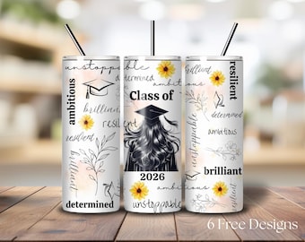 Graduation Tumbler Wrap, Graduation 2026 png, Graduation Girl Wrap, Class of 2026 sublimation Design, 20 oz Skinny Tumbler, Digital Download