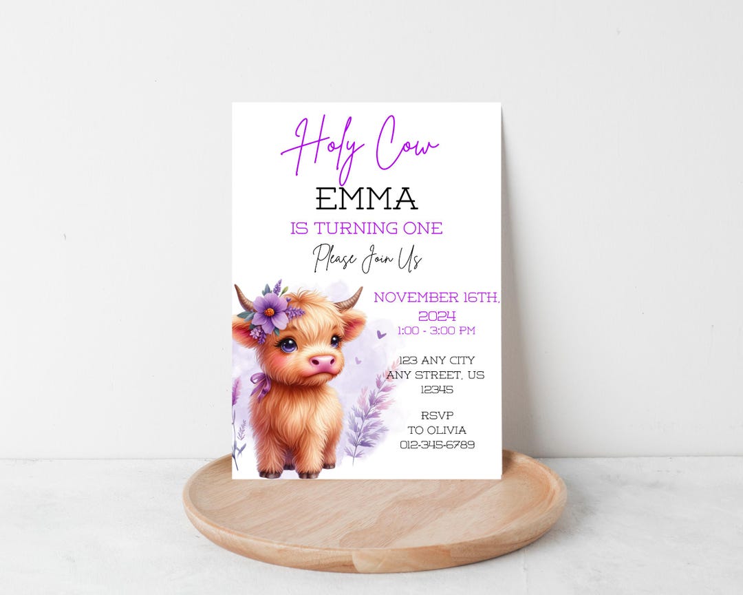 Editable Highland Cow Invitation Template, Highland Cow Invitation ...