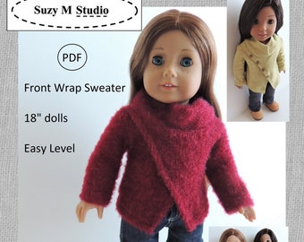 Front Wrap Sweater Sewing Pattern for 18" dolls