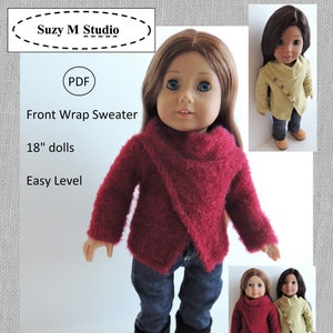 Front Wrap Sweater Sewing Pattern for 18" dolls