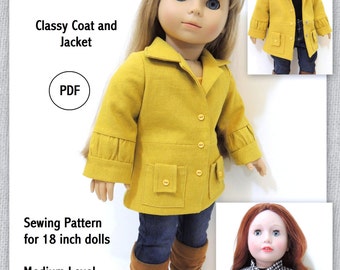 Classy Coat and Jacket - Doll Clothes Pattern for 18 inch Doll