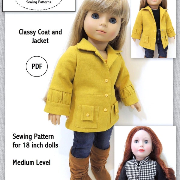 Classy Coat and Jacket - Doll Clothes Pattern for 18 inch Doll