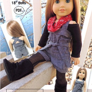 Cross-Back Romper AGD size Doll Clothes PDF Sewing Pattern for 18 inch Doll image 1