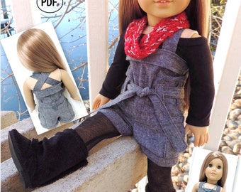 Cross-Back Romper   AGD size - Doll Clothes PDF Sewing Pattern for 18 inch Doll