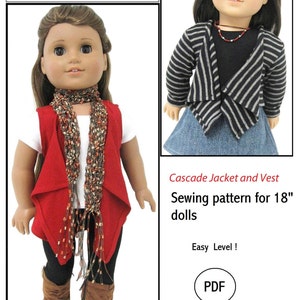May include: A sewing pattern for making a cascade jacket and vest for 18-inch dolls. The pattern is easy to follow and includes instructions for both the jacket and vest. The pattern is available in PDF format.