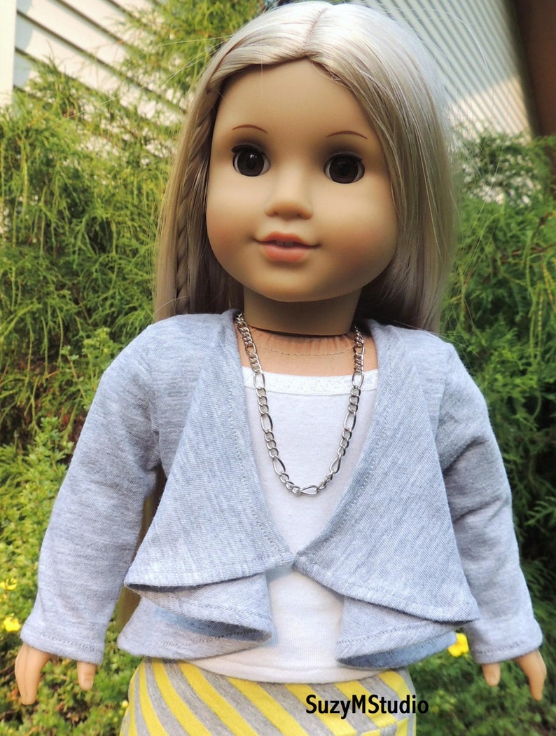 Draped Cardigan and Vest Sewing Pattern for 18 inch dolls image 3