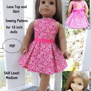 Lana Top and Skirt AGD Size - Doll Clothes PDF Pattern for 18 inch Doll