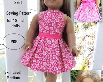 Lana Top and Skirt AGD Size Doll Clothes PDF Pattern for 18 inch Doll
